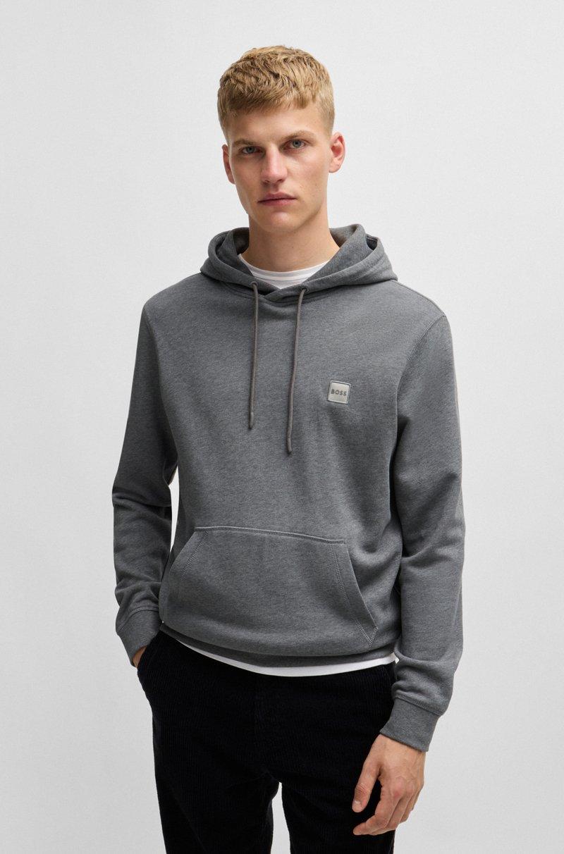 Hugo Boss Sudadera con capucha regular fit de felpa de algodón con parche de logo