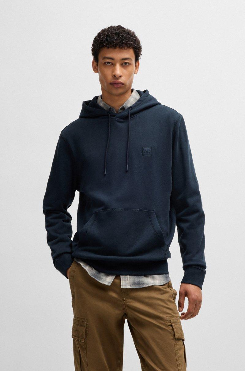 Hugo Boss Sudadera con capucha regular fit de felpa de algodón con parche de logo