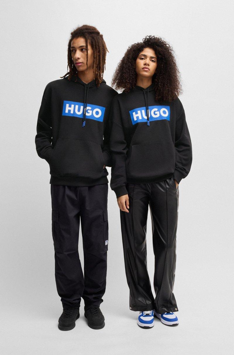 Hugo Boss Sudadera con capucha regular fit de felpa de rizo con logo estampado