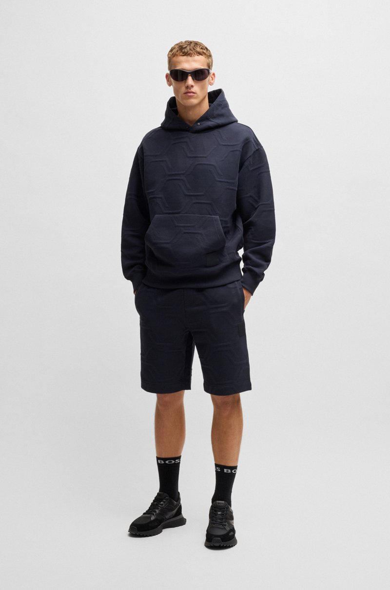 Hugo Boss Sudadera Con Capucha Relaxed Fit Con Guateado Hexagonal