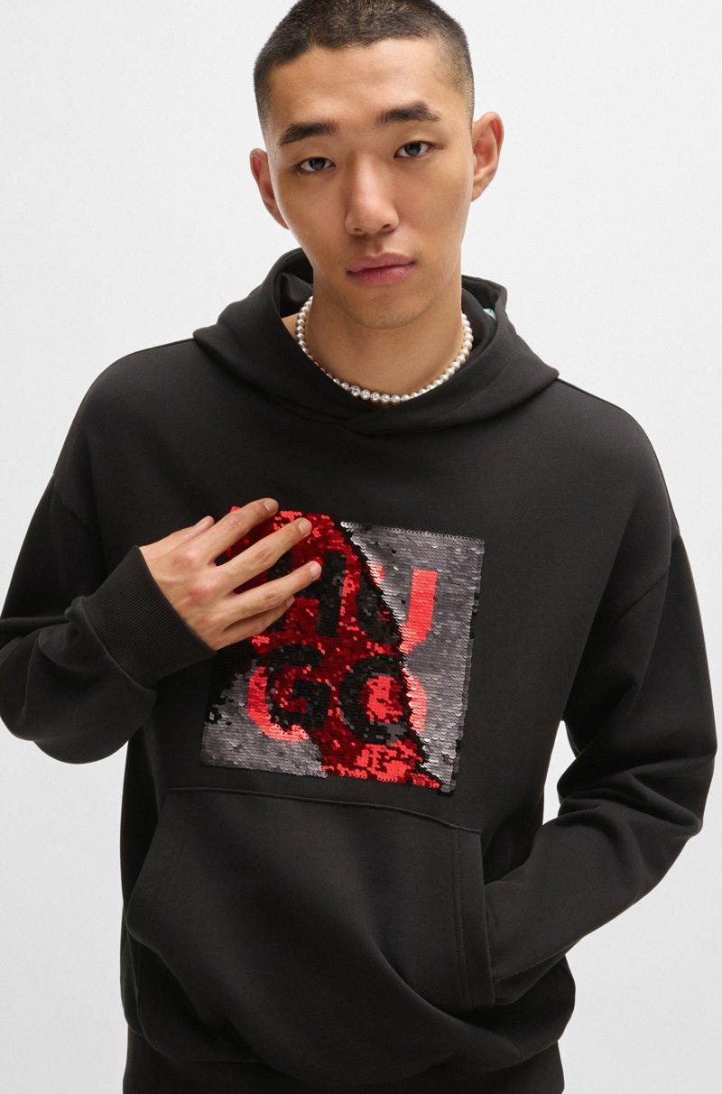 Hugo Boss Sudadera Con Capucha Relaxed Fit Con Logo De Lentejuelas Cepillado