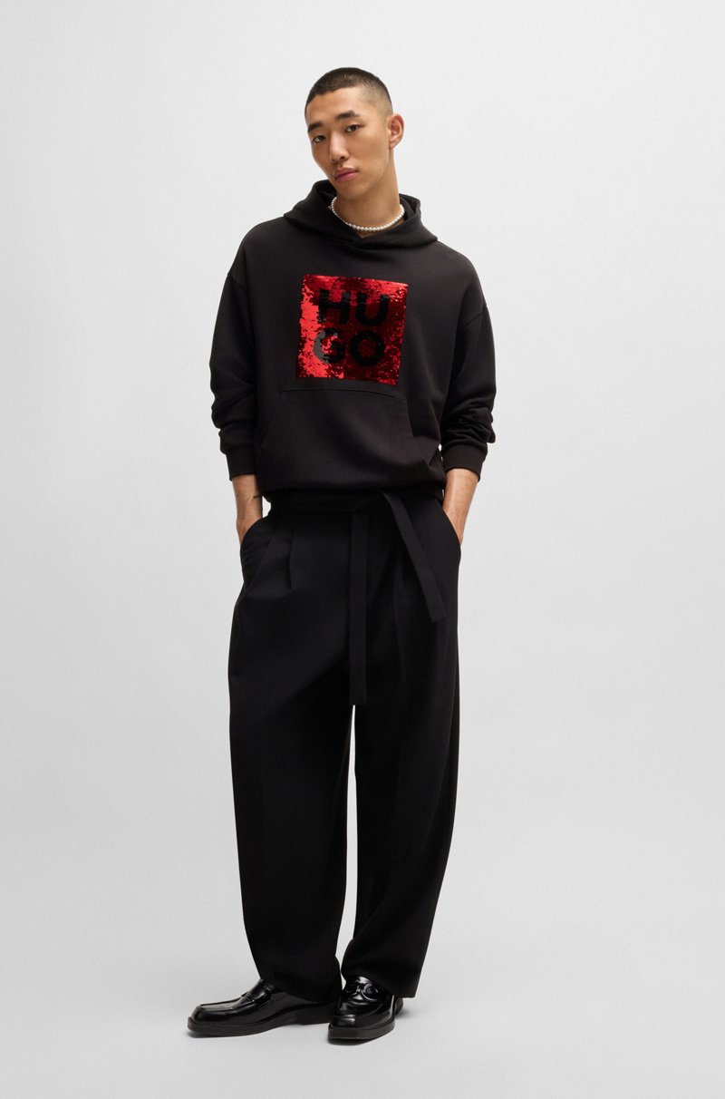Hugo Boss Sudadera Con Capucha Relaxed Fit Con Logo De Lentejuelas Cepillado