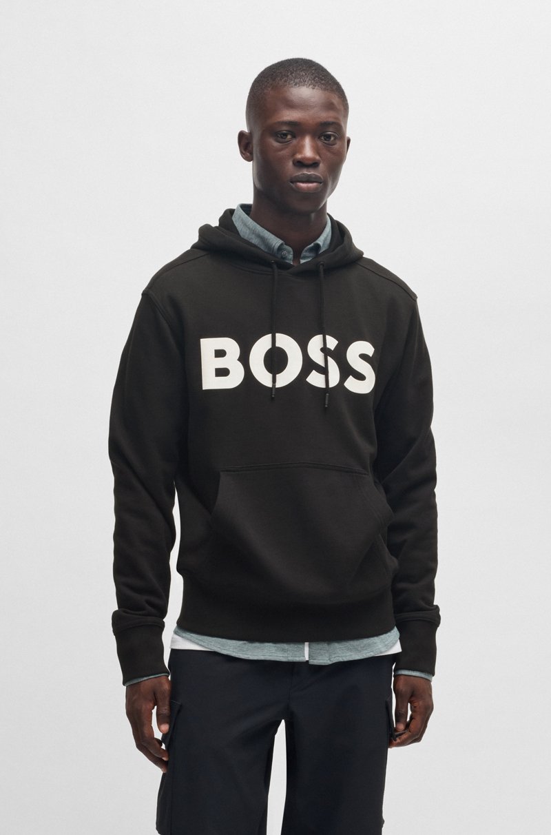 Hugo Boss Sudadera con capucha relaxed fit de felpa de algodón con logo grande