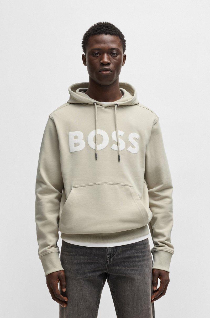 Hugo Boss Sudadera con capucha relaxed fit de felpa de algodón con logo grande