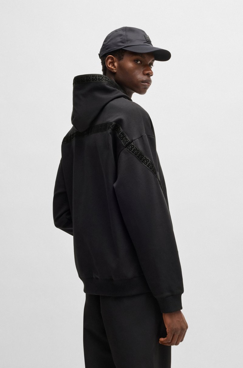 Hugo Boss Sudadera Con Capucha Relaxed Fit En Algodón Elástico Con Logo Apilado