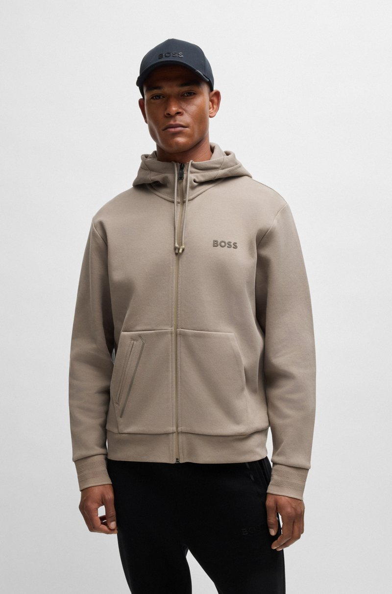 Hugo Boss Sudadera con capucha y cremallera en algodón con detalle de logo