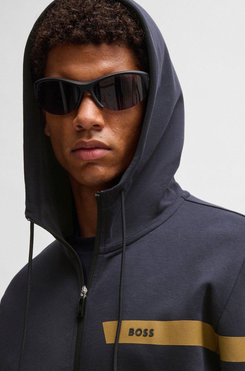 Hugo Boss Sudadera Con Capucha Y Cremallera En Algodón Elástico Con Detalle De Logo