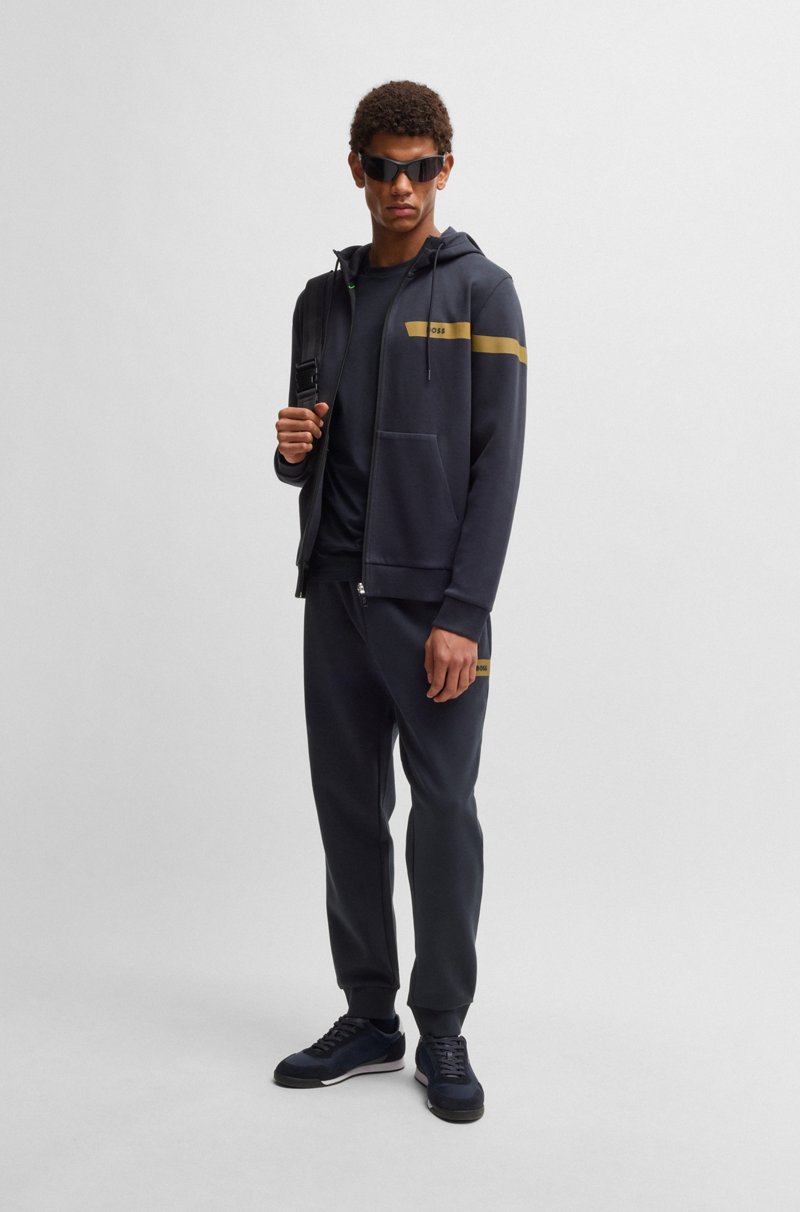 Hugo Boss Sudadera Con Capucha Y Cremallera En Algodón Elástico Con Detalle De Logo