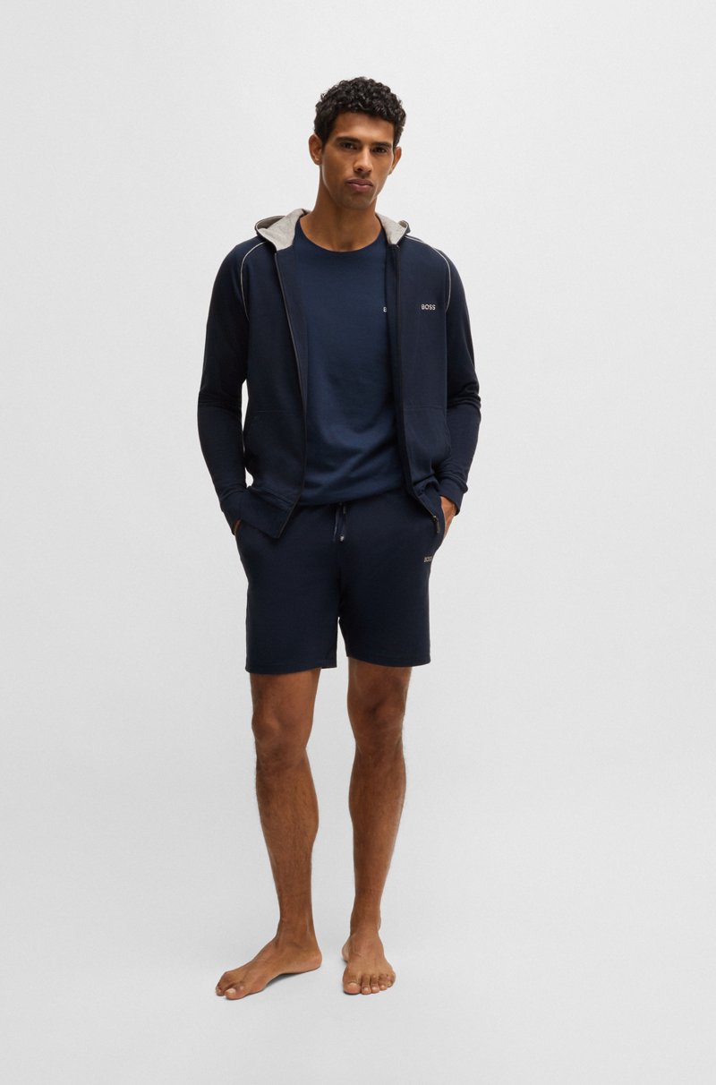 Hugo Boss Sudadera Con Capucha Y Cremallera En Algodón Elástico Con Logo Bordado