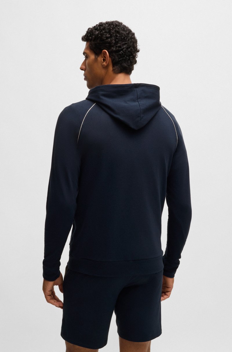 Hugo Boss Sudadera Con Capucha Y Cremallera En Algodón Elástico Con Logo Bordado
