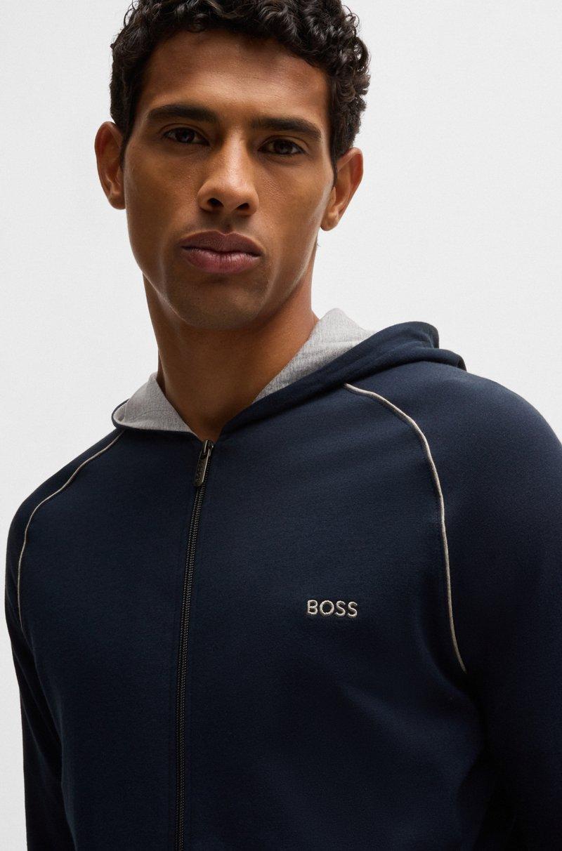 Hugo Boss Sudadera Con Capucha Y Cremallera En Algodón Elástico Con Logo Bordado