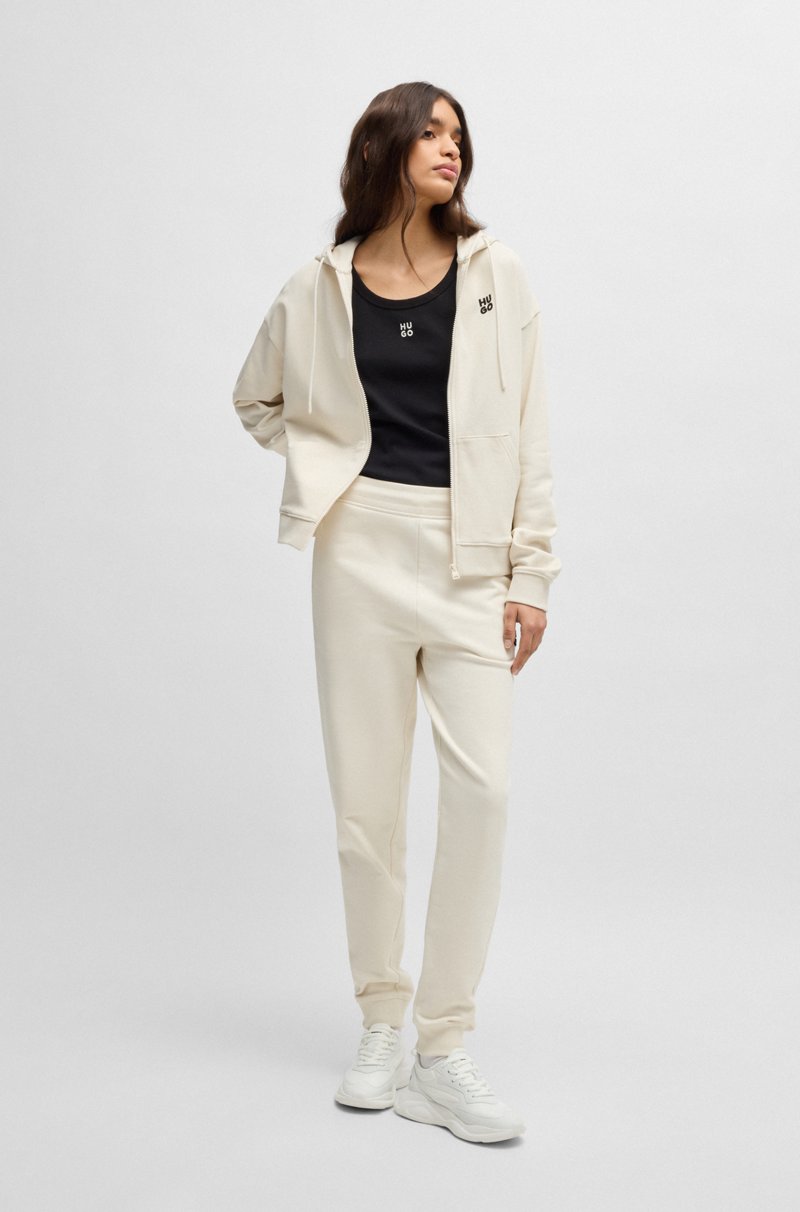 Hugo Boss Sudadera Con Capucha Y Cremallera En Felpa De Algodón Con Logo Apilado