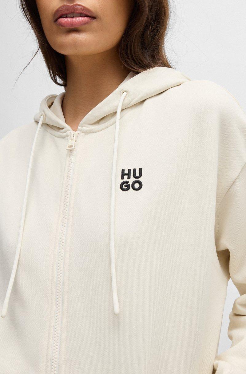 Hugo Boss Sudadera Con Capucha Y Cremallera En Felpa De Algodón Con Logo Apilado