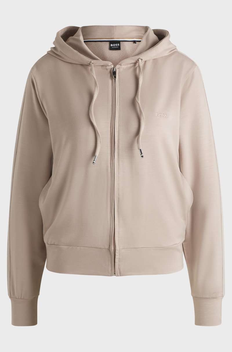 Hugo Boss Sudadera con capucha y cremallera en felpa elástica con cinta de punto