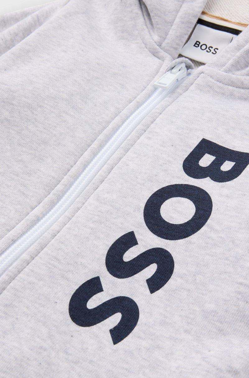 Hugo Boss Sudadera Con Capucha Y Cremallera En Forro Polar Con Logo Estampado En Vertical Para Niños