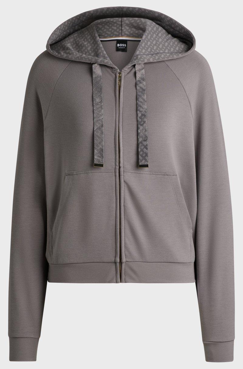 Hugo Boss Sudadera con capucha y cremallera en interlock con detalles de monogramas