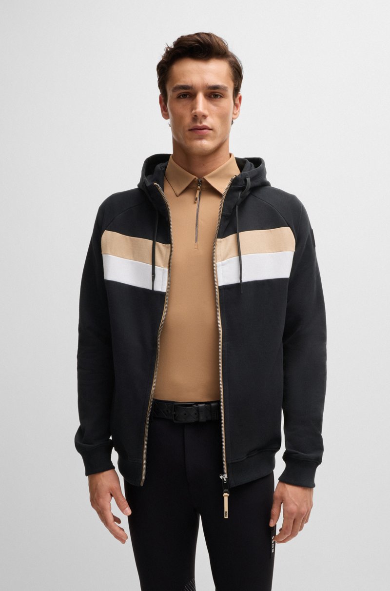 Hugo Boss Sudadera Con Capucha Y Cremallera Para Equitación En Algodón Elástico Italiano