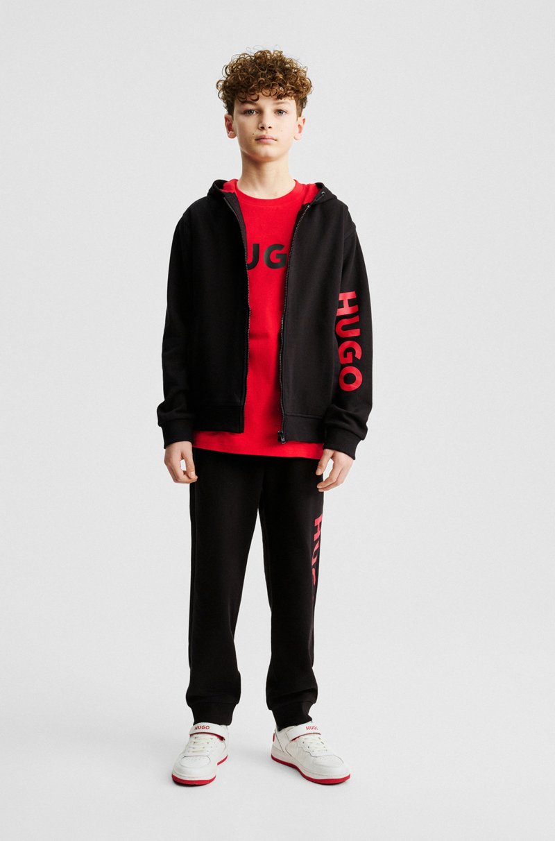 Hugo Boss Sudadera Con Capucha Y Cremallera Para Niños Con Logo En La Manga