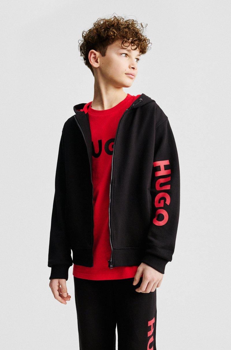 Hugo Boss Sudadera Con Capucha Y Cremallera Para Niños Con Logo En La Manga