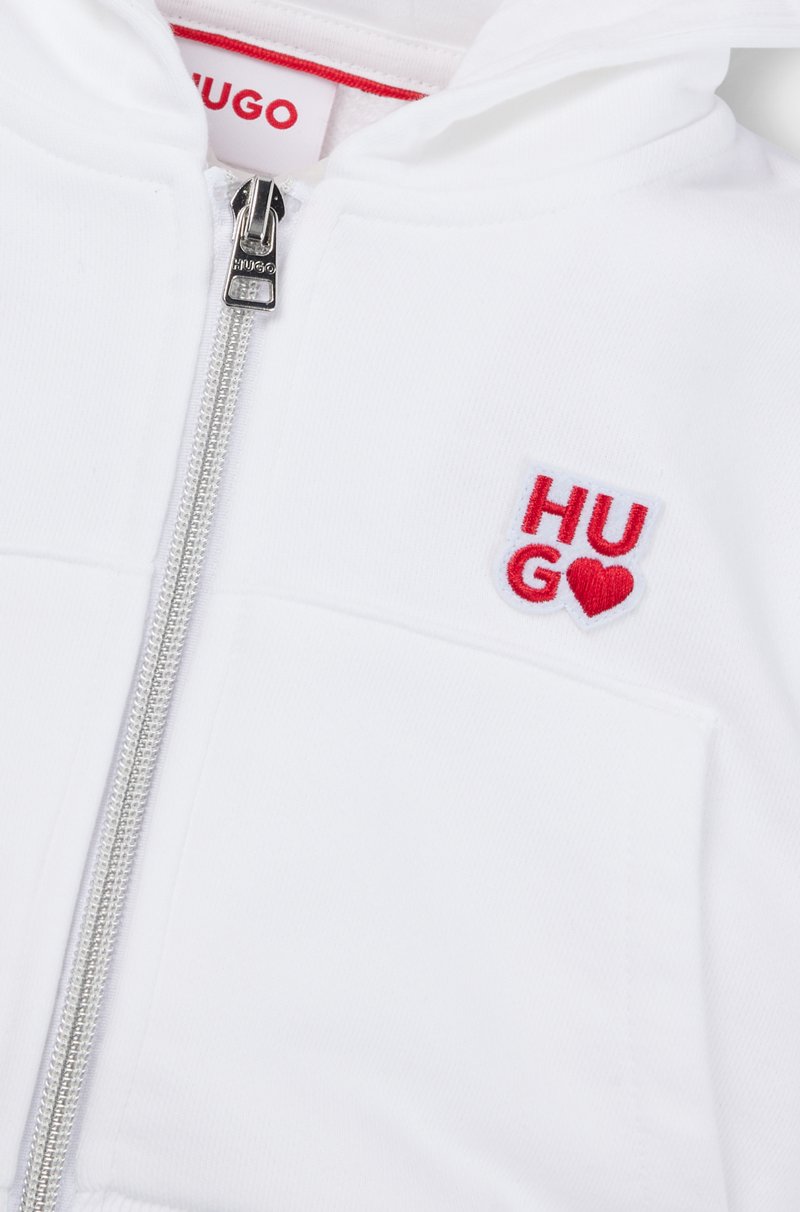 Hugo Boss Sudadera Con Capucha Y Cremallera Para Niños En Mezcla De Algodón Con Detalles De Logo