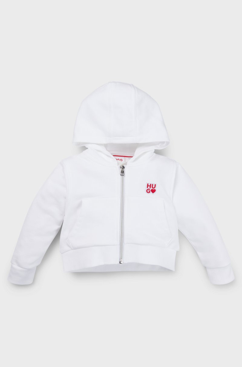 Hugo Boss Sudadera con capucha y cremallera para niños en mezcla de algodón con detalles de logo