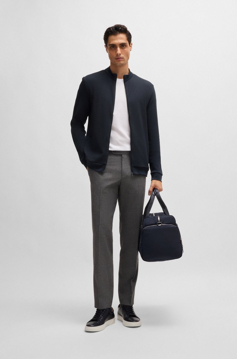 Hugo Boss Sudadera Con Cremallera De Algodón Pima Con Estructura En La Parte Delantera