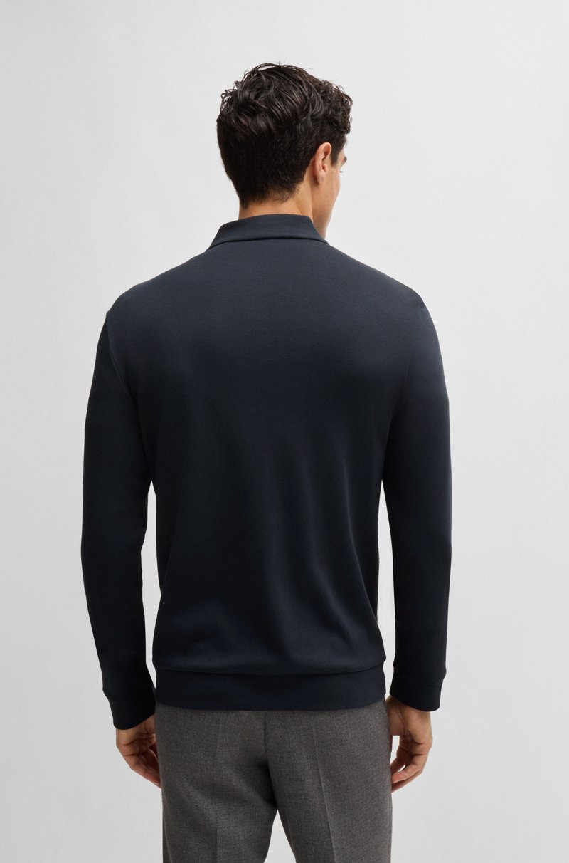 Hugo Boss Sudadera Con Cremallera De Algodón Pima Con Estructura En La Parte Delantera