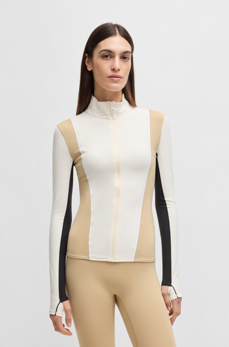 Hugo Boss Sudadera con cremallera de tejido elástico con bloques de color