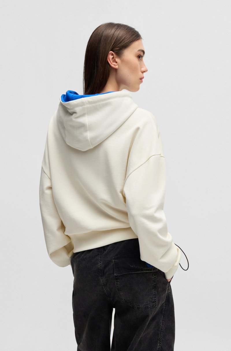 Hugo Boss Sudadera Corta Con Capucha En Felpa De Algodón Con Forro Azul