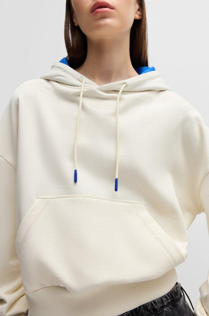 Hugo Boss Sudadera Corta Con Capucha En Felpa De Algodón Con Forro Azul