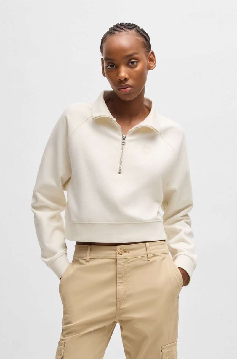 Hugo Boss Sudadera corta en felpa de algodón con logo bordado