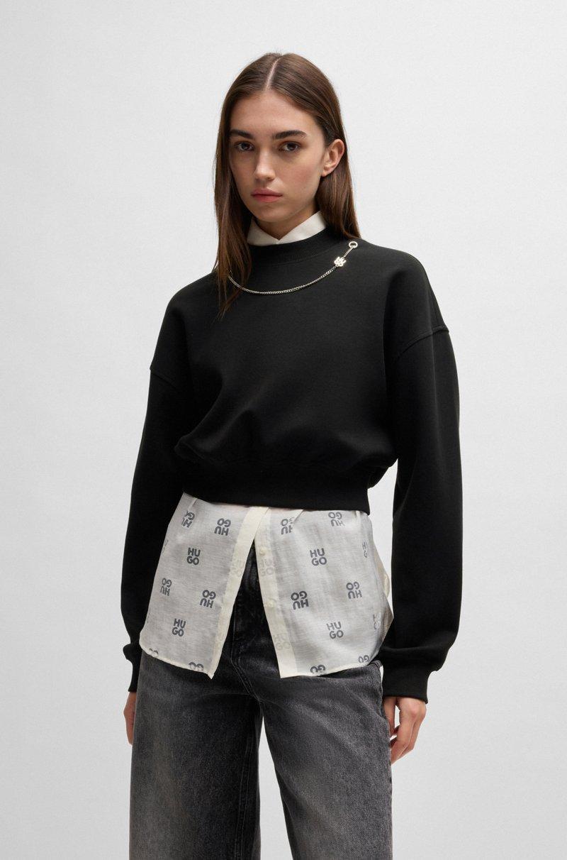 Hugo Boss Sudadera de algodón con cadena extraíble de la marca