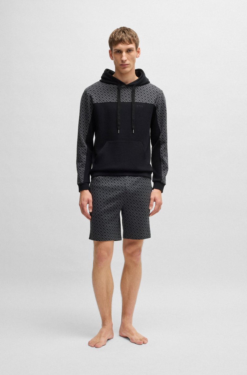 Hugo Boss Sudadera De Algodón Con Capucha Y Dibujo De Monogramas