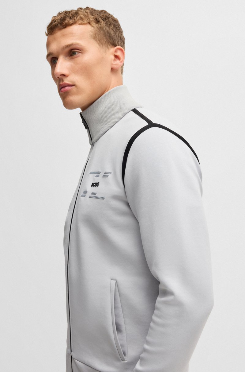 Hugo Boss Sudadera De Algodón Con Cremallera Y Logo De Diseño