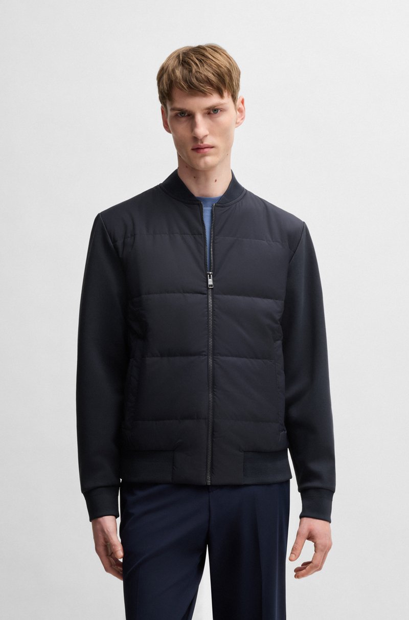 Hugo Boss Sudadera de algodón con cremallera y parte delantera acolchada