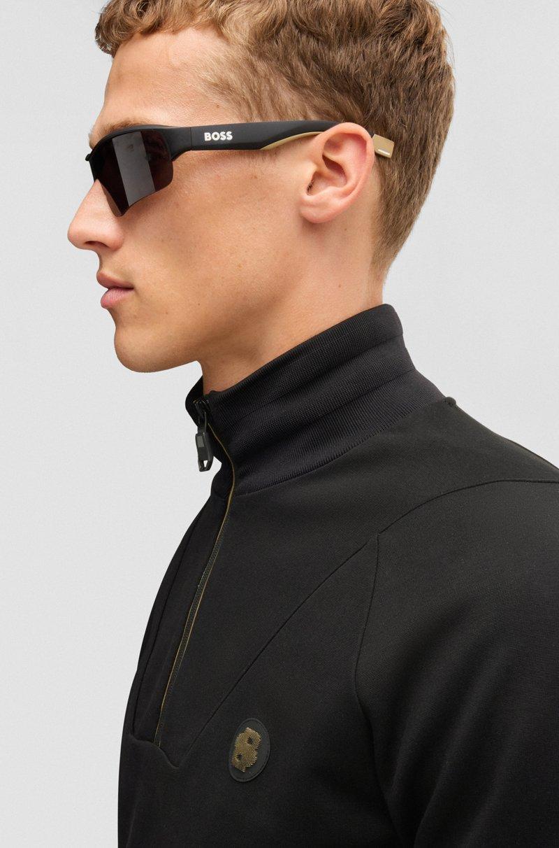 Hugo Boss Sudadera De Algodón Con Cuello Con Cremallera Y Monograma Double B