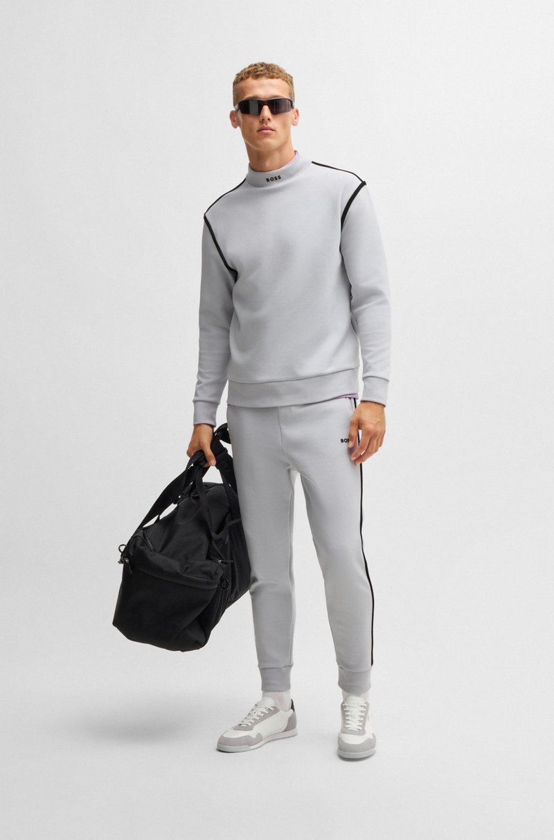 Hugo Boss Sudadera De Algodón Con Cuello Medio De La Marca