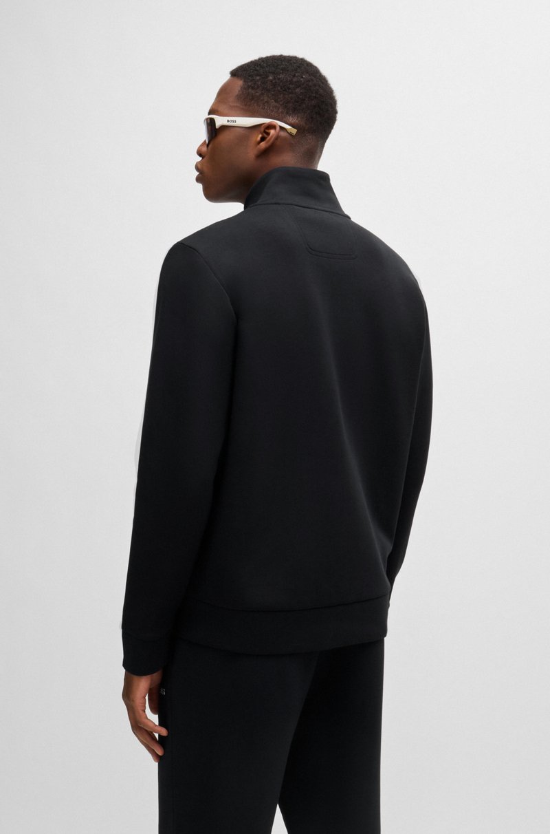 Hugo Boss Sudadera De Algodón Elástico Con Cremallera Y Logo Estampado