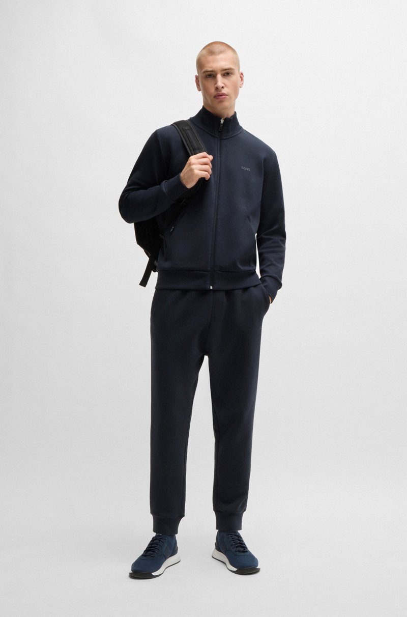 Hugo Boss Sudadera De Algodón Elástico Con Cremallera Y Logo Estampado
