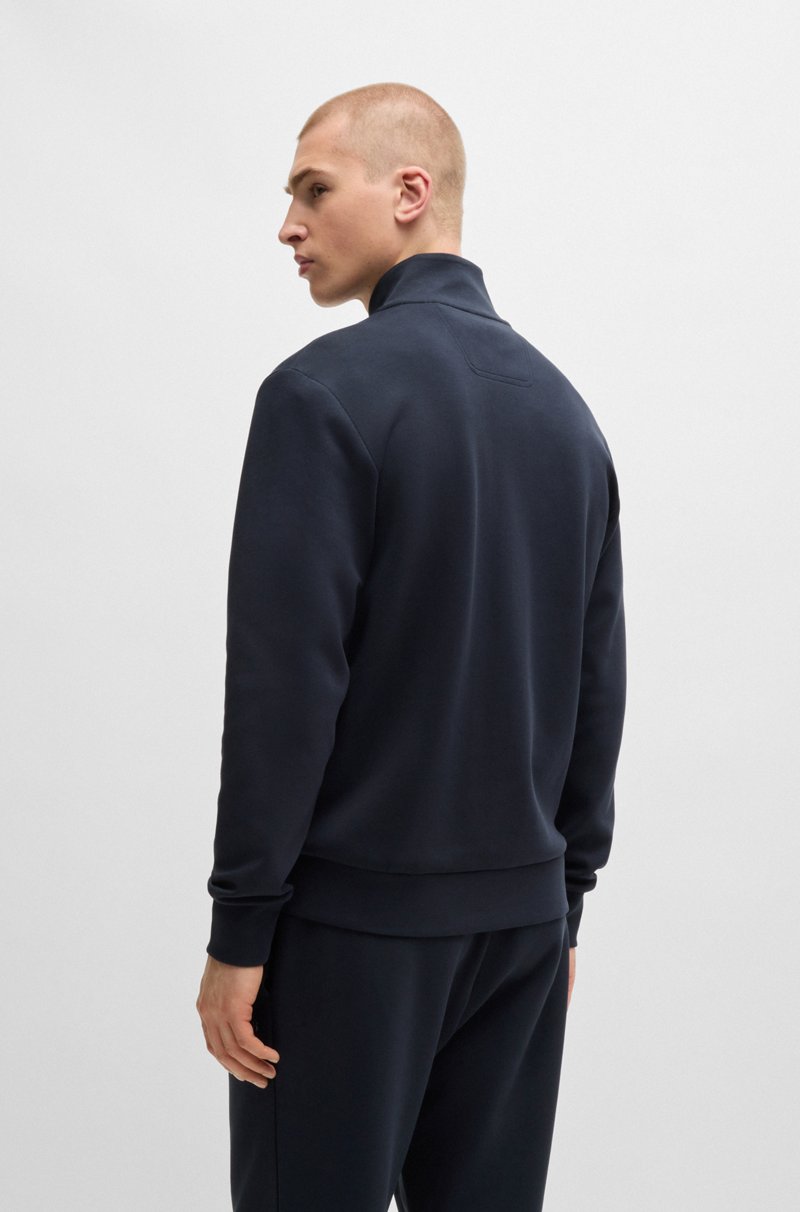 Hugo Boss Sudadera De Algodón Elástico Con Cremallera Y Logo Estampado
