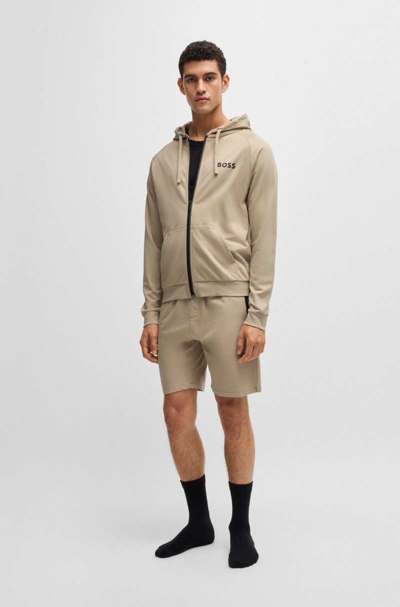 Hugo Boss Sudadera De Felpa De Algodón Con Capucha Cremallera Y Logo Estampado