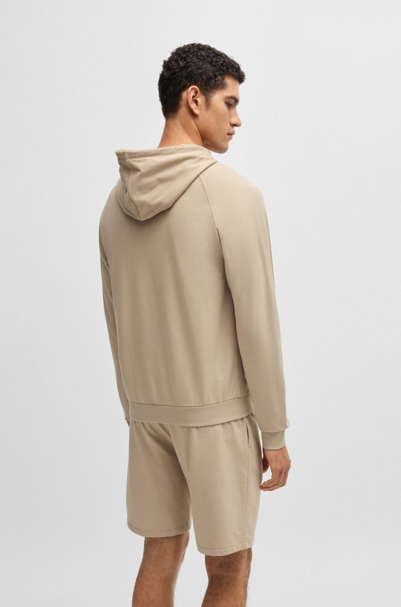 Hugo Boss Sudadera De Felpa De Algodón Con Capucha Cremallera Y Logo Estampado