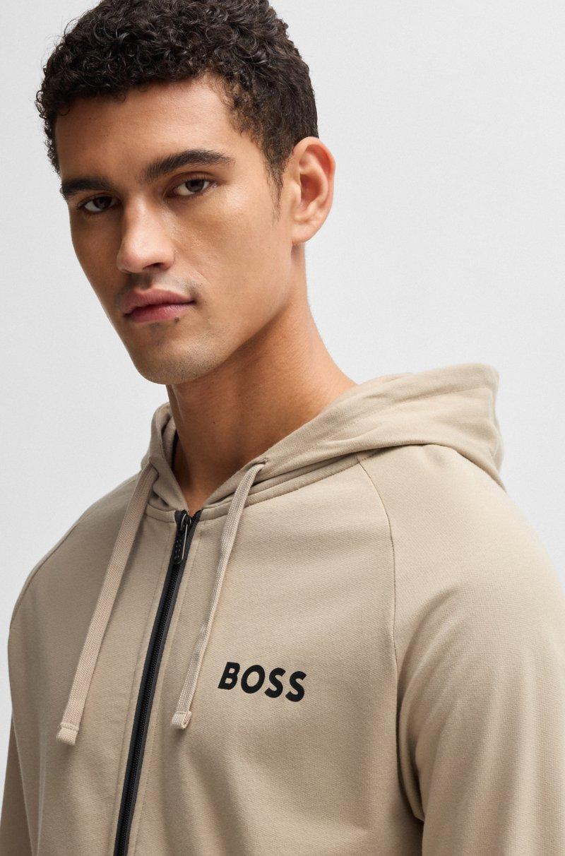 Hugo Boss Sudadera De Felpa De Algodón Con Capucha Cremallera Y Logo Estampado