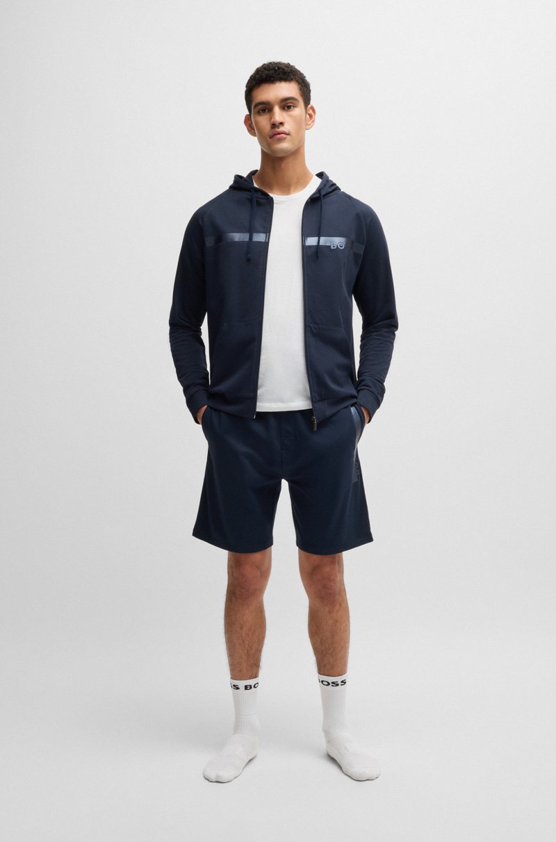 Hugo Boss Sudadera De Felpa De Algodón Con Capucha Cremallera Y Logo Estampado Metalizado