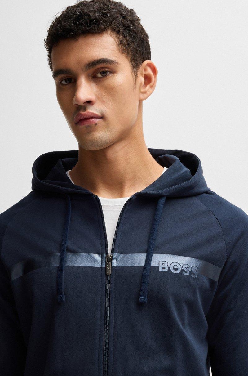 Hugo Boss Sudadera De Felpa De Algodón Con Capucha Cremallera Y Logo Estampado Metalizado