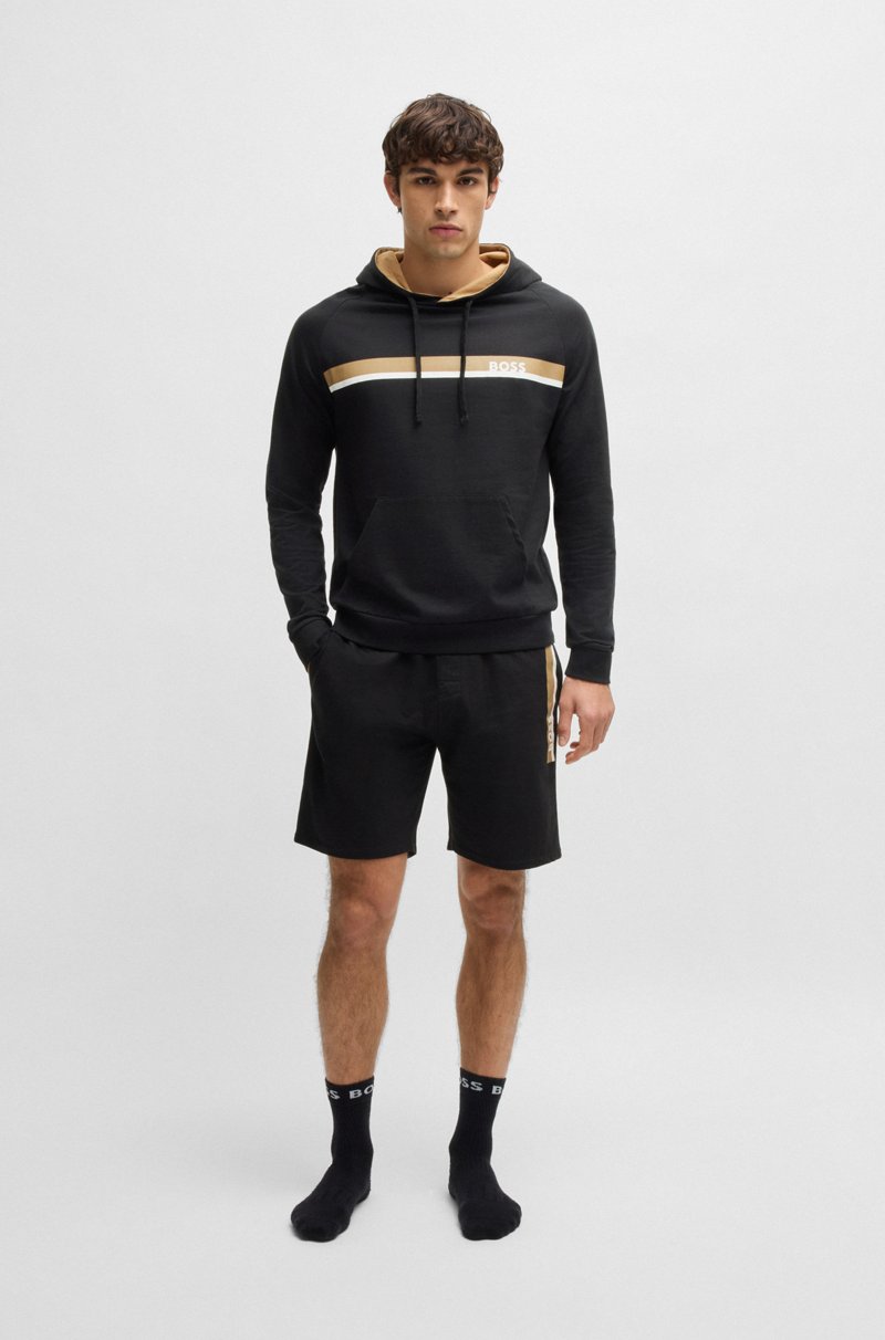 Hugo Boss Sudadera De Felpa De Algodón Con Capucha Y Rayas Estampadas