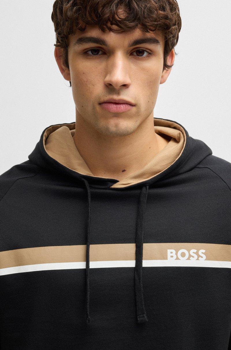 Hugo Boss Sudadera De Felpa De Algodón Con Capucha Y Rayas Estampadas