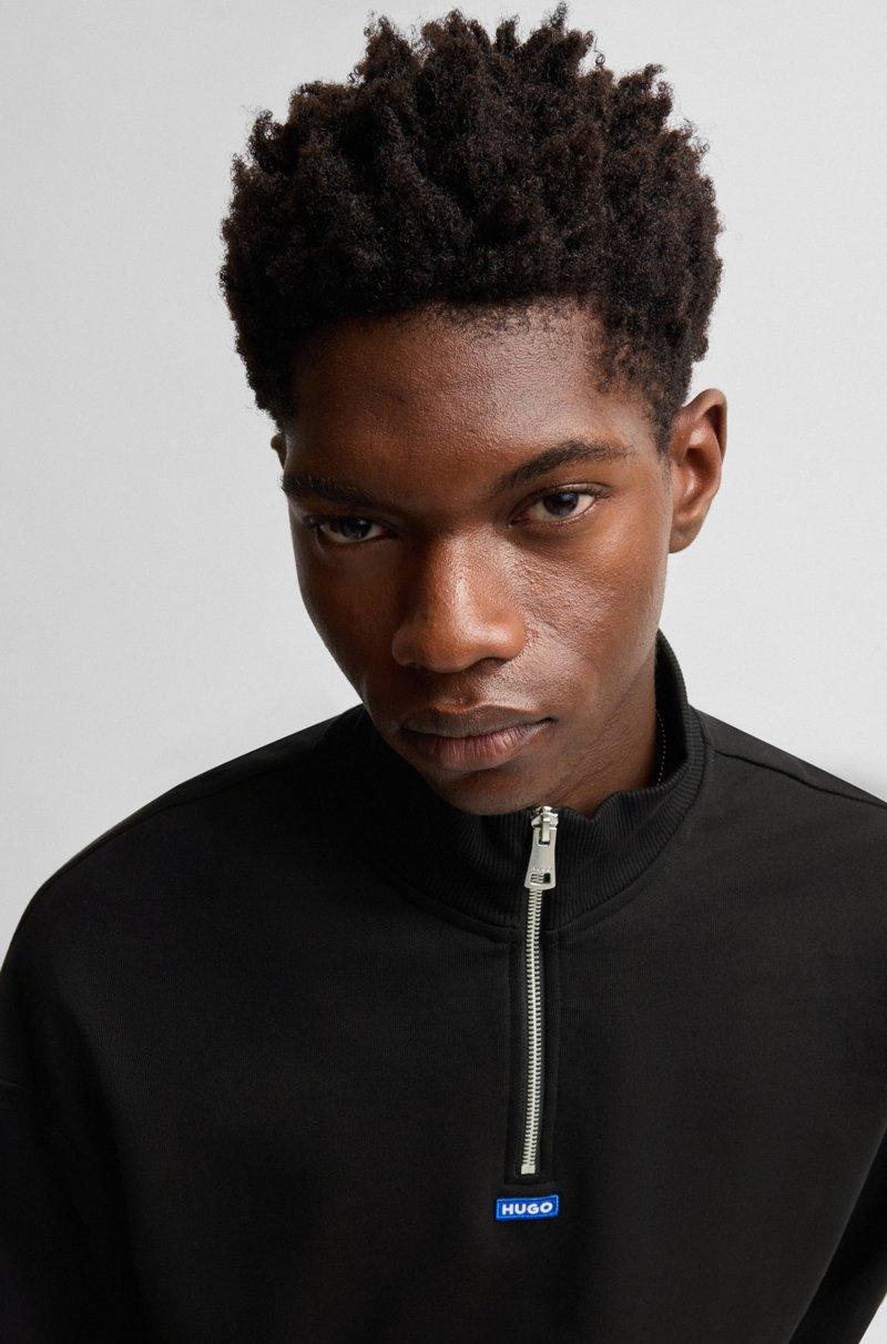 Hugo Boss Sudadera De Felpa De Algodón Con Cierre De Cremallera Y Logo Azul