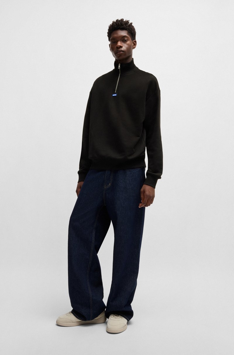 Hugo Boss Sudadera De Felpa De Algodón Con Cierre De Cremallera Y Logo Azul