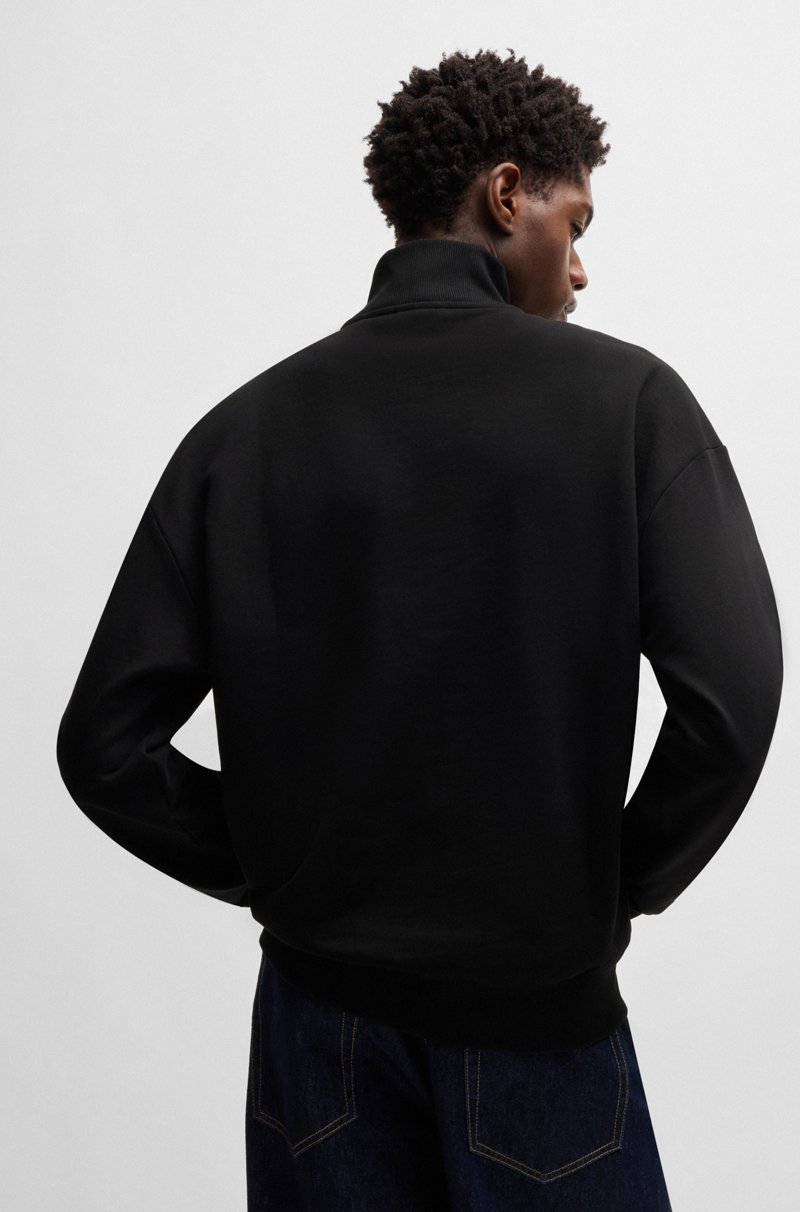 Hugo Boss Sudadera De Felpa De Algodón Con Cierre De Cremallera Y Logo Azul